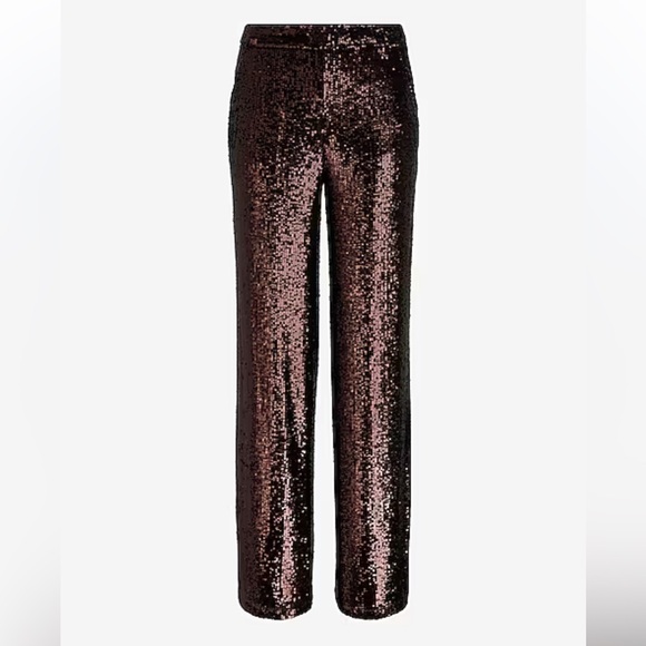 Express High Waisted Sequin Wide Leg Pant bronze women’s NEW 0 short - Picture 4 of 7